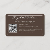 Moderne elegante monogrammierte QR-Code-Geschäftsk Visitenkarte (Rückseite)