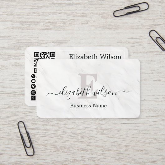 Moderne elegante monogrammierte QR-Code-Geschäftsk Visitenkarte (Vorderseite/Rückseite Beispiel)