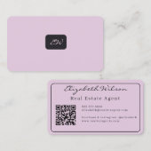 Moderne elegante monogrammierte QR-Code Visitenkar Visitenkarte (Vorne/Hinten)