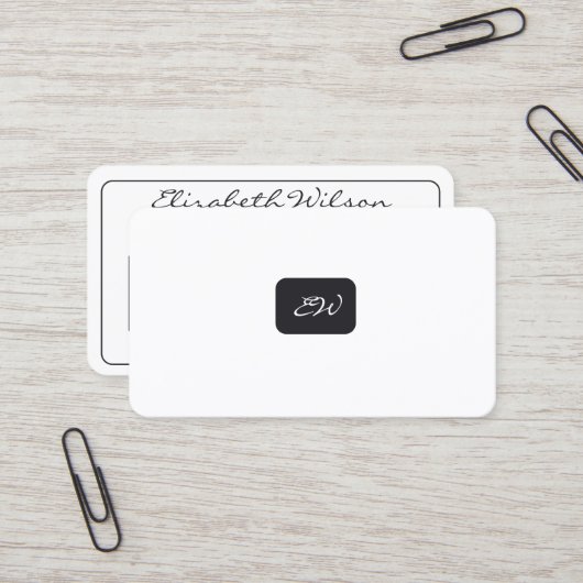 Moderne elegante monogrammierte QR-Code Visitenkar Visitenkarte (Vorderseite/Rückseite Beispiel)