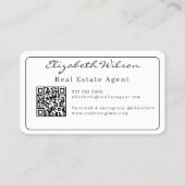 Moderne elegante monogrammierte QR-Code Visitenkar Visitenkarte (Rückseite)