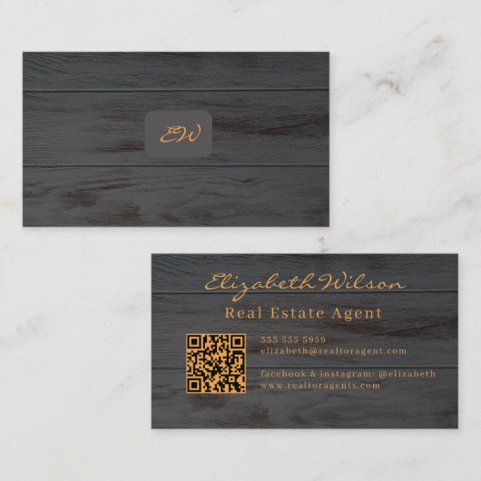 Moderne elegante monogrammierte QR-Code Visitenkar Visitenkarte (Vorne/Hinten)