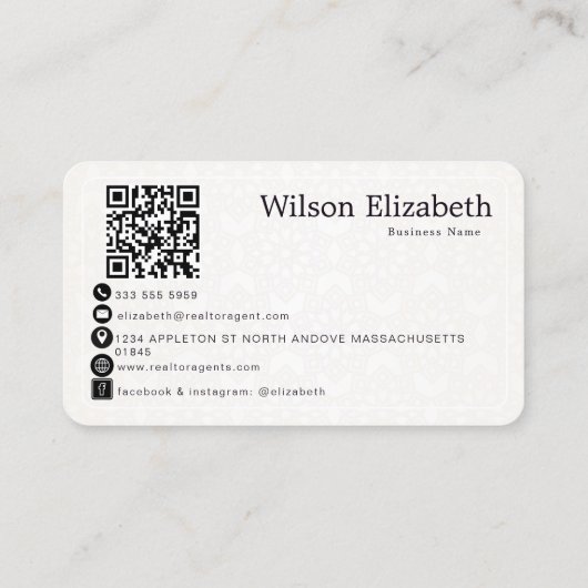 Moderne elegante monogrammierte QR-Code Visitenkar Visitenkarte (Rückseite)