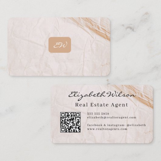 Moderne elegante monogrammierte QR-Code Visitenkar Visitenkarte (Vorne/Hinten)