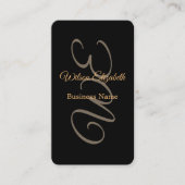 Moderne elegante monogrammierte schwarze  QR-Code Visitenkarte (Vorderseite)