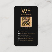 Moderne elegante monogrammierte schwarze  QR-Code Visitenkarte (Rückseite)