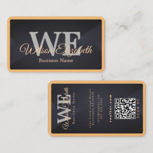 Moderne elegante monogrammierte schwarze und golde visitenkarte