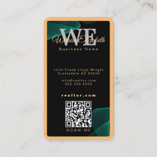 Moderne elegante monogrammierte schwarze und golde visitenkarte