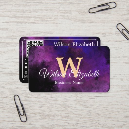 Moderne elegante monogrammierte Visitenkarten mit  Visitenkarte (Vorderseite/Rückseite Beispiel)