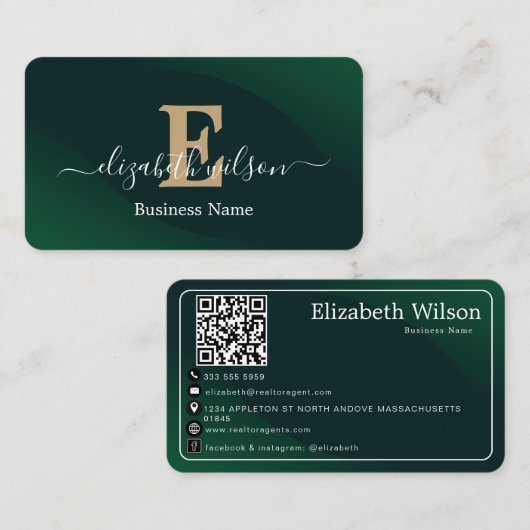 Moderne elegante monogrammierte Visitenkarten mit  Visitenkarte (Vorne/Hinten)