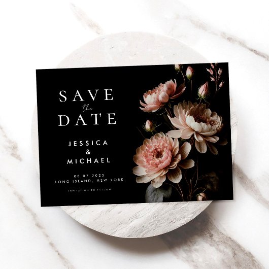 Moderne elegante Moody Minimalistische Hochzeit Save The Date