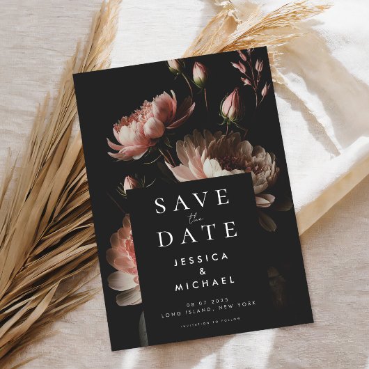 Moderne elegante Moody Minimalistische Hochzeit Save The Date