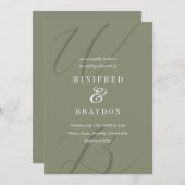Moderne, elegante Moss Monogram Wedding Einladung (Vorne/Hinten)