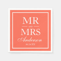 Moderne elegante Mr. and Mrs Coral Wedding