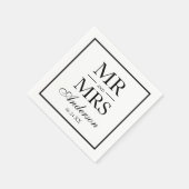 Moderne Elegante Mr. and Mrs Wedding BW Serviette (Ecke)