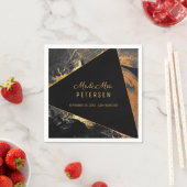 Moderne elegante Mr. & Mrs. Gold und schwarze Hoch Serviette (Beispiel)