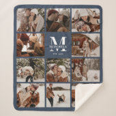 Moderne Elegante Multi Foto Collage Navy Blue Sherpadecke (Vorderseite)