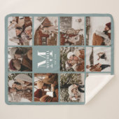 Moderne Elegante Multi-Foto Collage Sage Green Sherpadecke (Vorderseite (Horizontal))