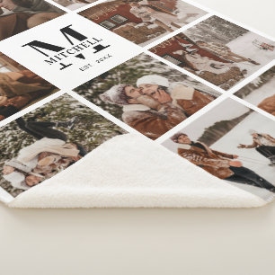 Moderne, elegante Multi-Foto Collage Schwarz und W Sherpadecke