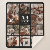 Moderne, elegante Multi-Foto Collage Schwarz und W Sherpadecke (Vorderseite)