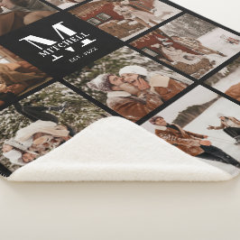 Moderne, elegante Multi-Foto Collage Schwarz und W Sherpadecke