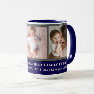 Moderne, elegante Multi-Foto-Familie frohe Weihnac Tasse