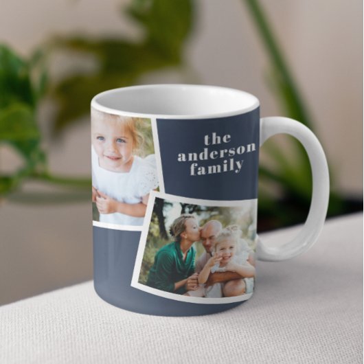 Moderne, elegante MultiFoto-Familie blau Kaffeetasse