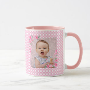 Moderne, elegante MultiFoto-Familie rosa mädchenha Tasse