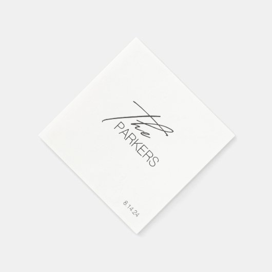 Moderne elegante Nachname Custom Wedding Simple Serviette (Ecke)