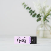 Moderne, elegante Nagelpolis lässt lila Nägel fall Mini Visitenkarte (Stehend Vorderseite)