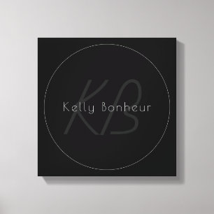 Moderne elegante Name & Monogramm Dunkelgrau & S Leinwanddruck