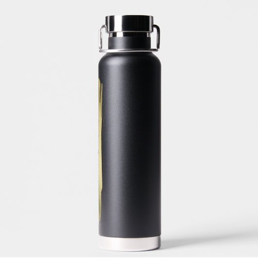 Moderne Elegante Name Schwarz und Gold Trinkflasche (Rückseite)