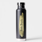 Moderne Elegante Name Schwarz und Gold Trinkflasche (Links)