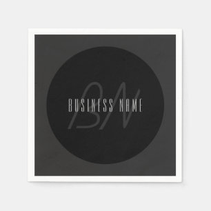 Moderne elegante Namen & Monogramm   Dunkelgrau &  Serviette