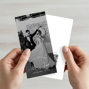 Moderne elegante Namen Old Money Hochzeitsfoto Save The Date