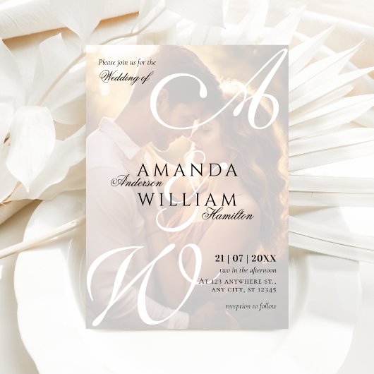 Moderne Elegante Names Script Foto Hochzeit Einladung