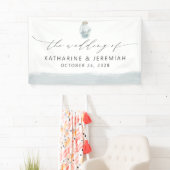 Moderne elegante Nautical Seashell Script Hochzeit Banner (Insitu)