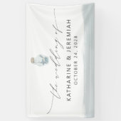Moderne elegante Nautical Seashell Script Hochzeit Banner (Vertikal)