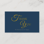 Moderne elegante Navy Blue and Gold Dankeschön Car Visitenkarte (Vorderseite)