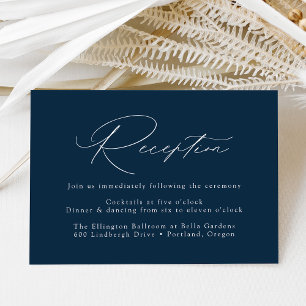 Moderne elegante Navy-Hochzeitsempfang Begleitkarte