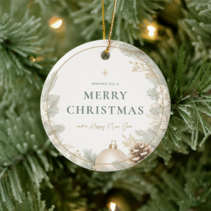 Moderne elegante neutrale Weihnachten Keramik Ornament