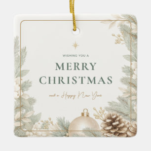Moderne elegante neutrale Weihnachten Keramikornament