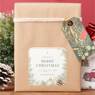 Moderne elegante neutrale Weihnachten Quadratischer Aufkleber