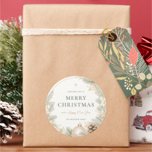 Moderne elegante neutrale Weihnachten Runder Aufkleber