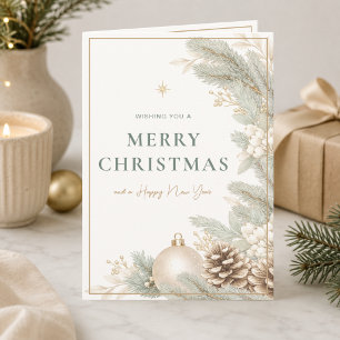 Moderne elegante neutrale Weihnachtskarte gefaltet Feiertagskarte