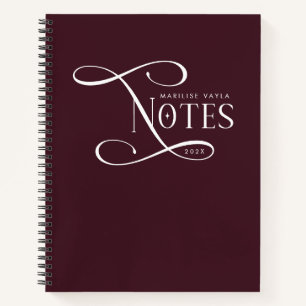 Moderne elegante Notizen Personalisiert Bordeaux Notizblock