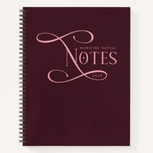 Moderne elegante Notizen Personalisiert Burgunder Notizblock