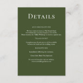 Moderne elegante Olive Green Wedding Details Begleitkarte (Vorderseite)