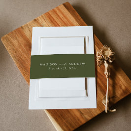 Moderne elegante Olive Green Wedding Einladungsbanderole