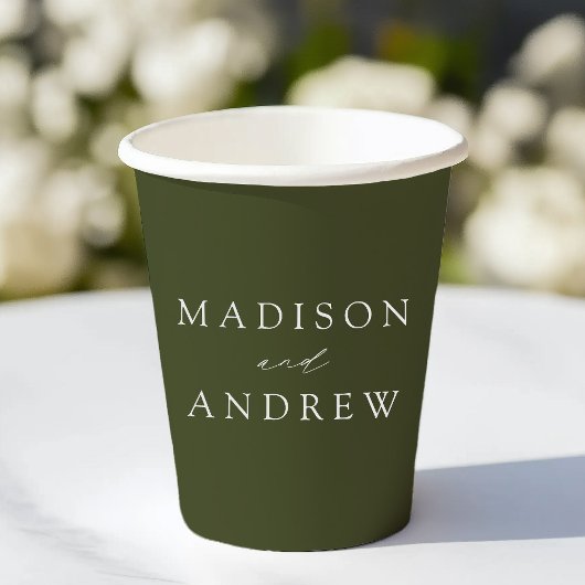 Moderne elegante Olive Green Wedding Pappbecher